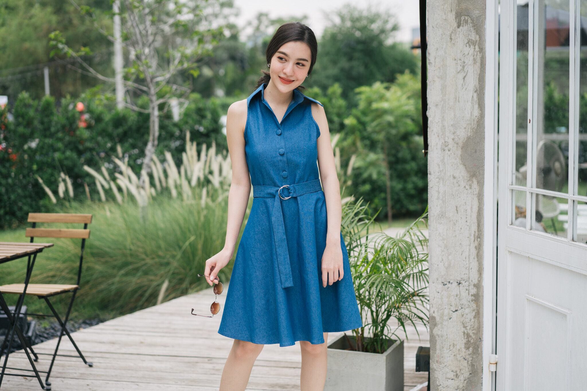 Denim Dress/Shirt Vintage Sundress Modernized Style Semi Casual Working Summer