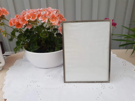 Silver Jyden Denmark Photo Frame With Convex Glass. Danish Vintage 1970S