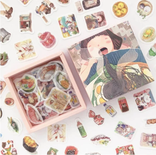 About 200 Washi Paper, Mini Stickers. Asian, Japanese Food, Objects, Symbols