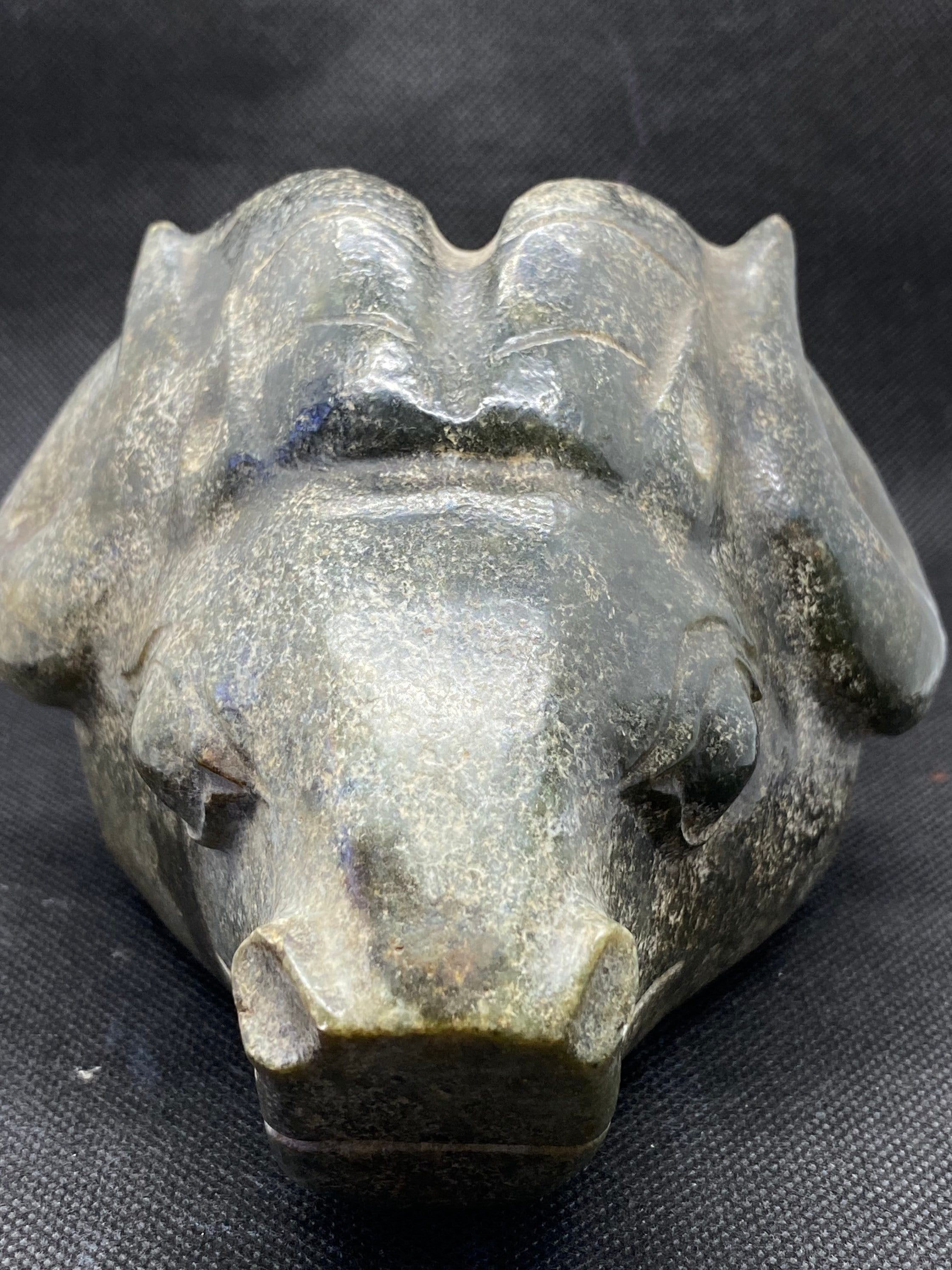 Rare Very Unique Old Ancient Bactrian Indo-Greek Ram Jade Head Figurine