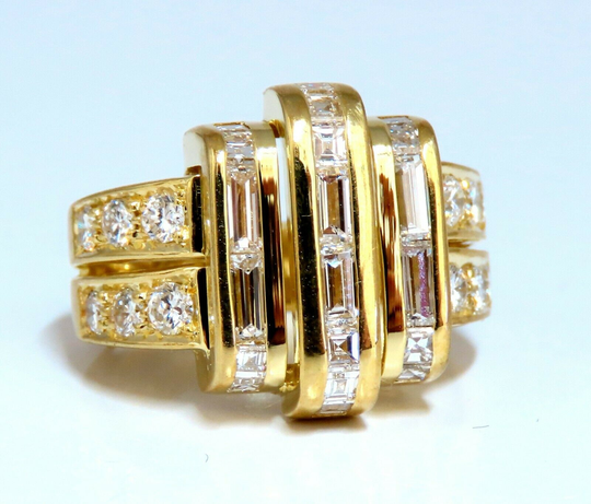 2.18Ct Natural Diamonds Baguette Cluster Ring 18Kt Art Deco Revisit