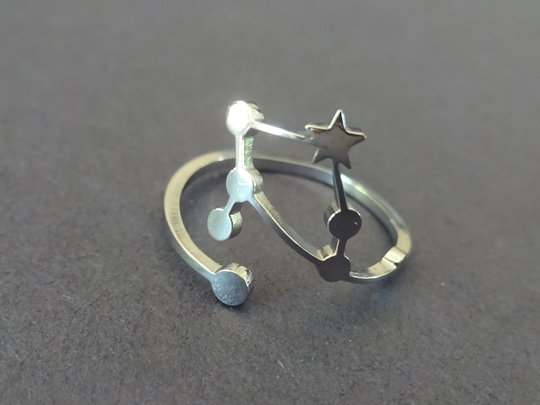 Stainless Steel Libra Ring, Adjustable Constellation Zodiac Astrology Horoscope Air Element Sign, Sept 23-Oct 23