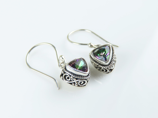 sterling Silver, Mystic Topaz, Gemstone Dangle Earrings
