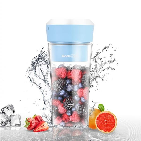 Geek Chef GPB30 10 Oz Portable Personal BPA Free Cordless Blender, USB charge, 7 inches, Blue