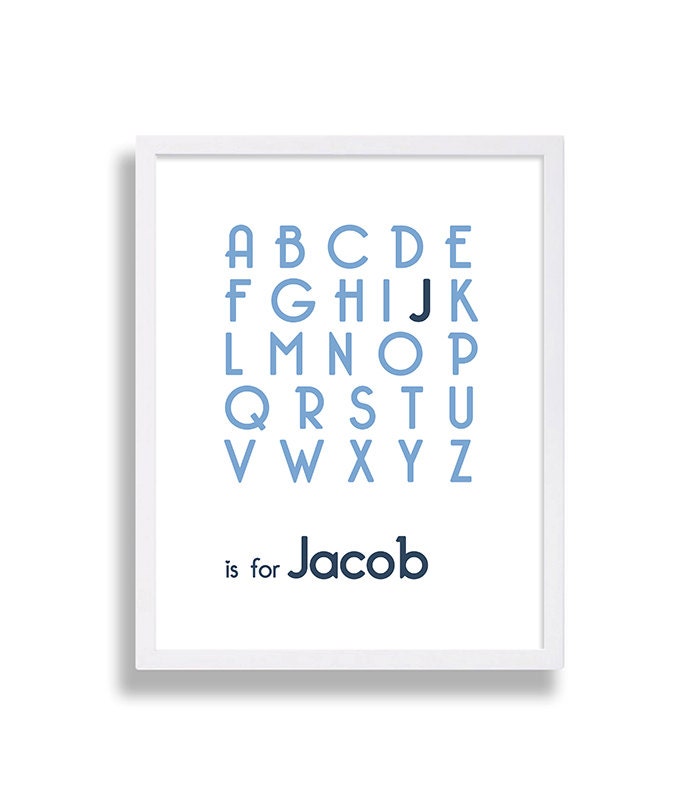 Alphabet Nursery Print Baby's Name Decor Baby Shower Gift Boy's Room Birth Announcement Ideas Art