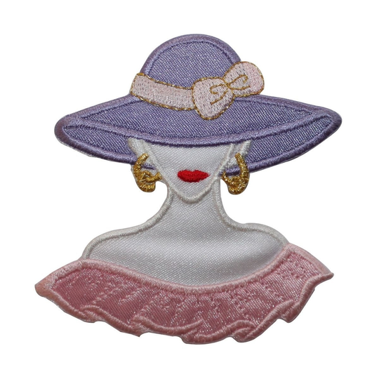 Id 7461 Fancy Woman With Purple Hat Patch Fashion Embroidered Iron On Applique