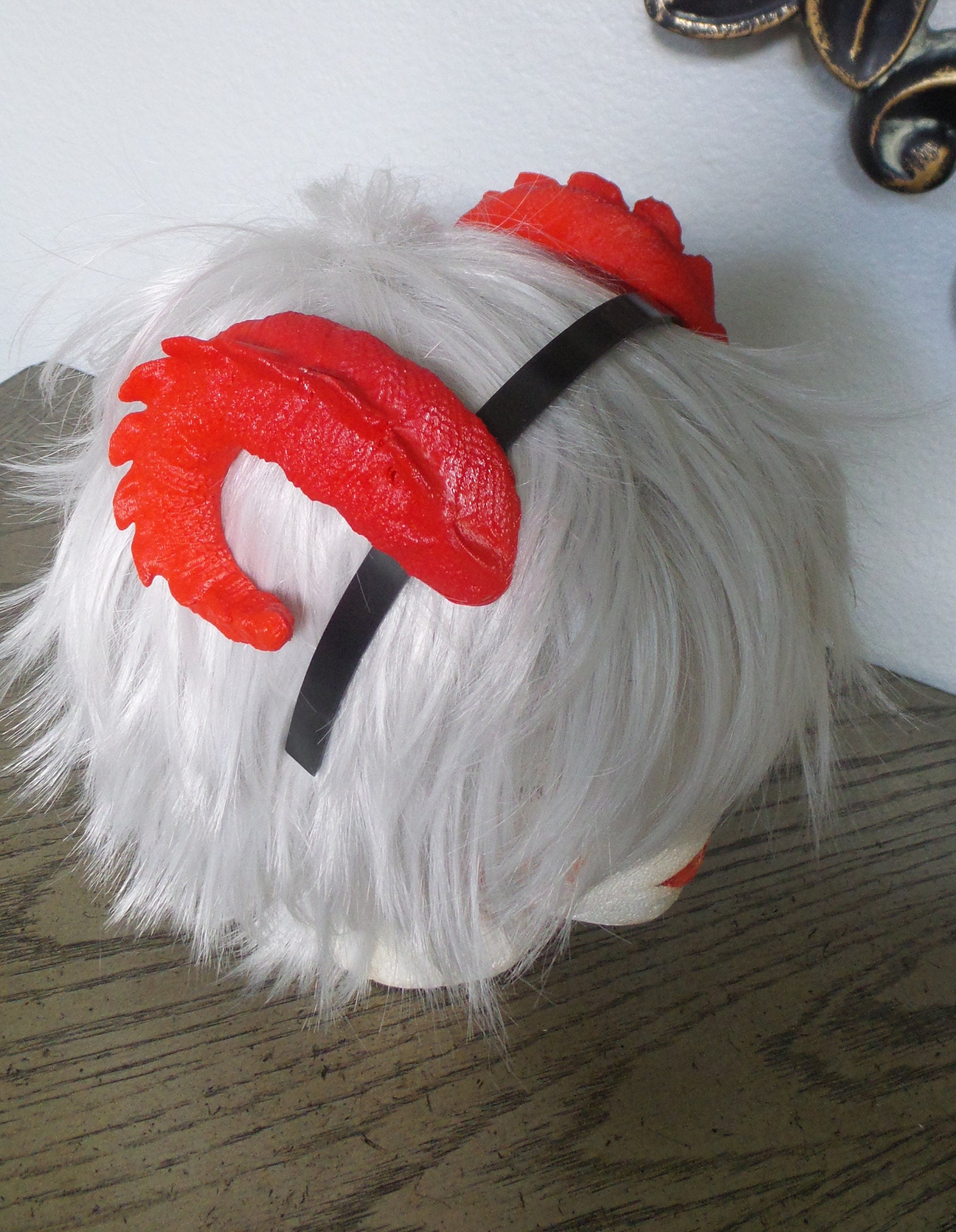 New Arrival Small Snap Dragon Curled Ram Horns Horned Headband 3D Printed Cosplay Comicon Fantasy Fursuit Wow Curly Red Sheep