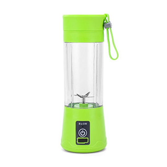380ml Portable Mini Electric Household Fruit Juicer Blender Squeezer Bottle - green, 4 blades