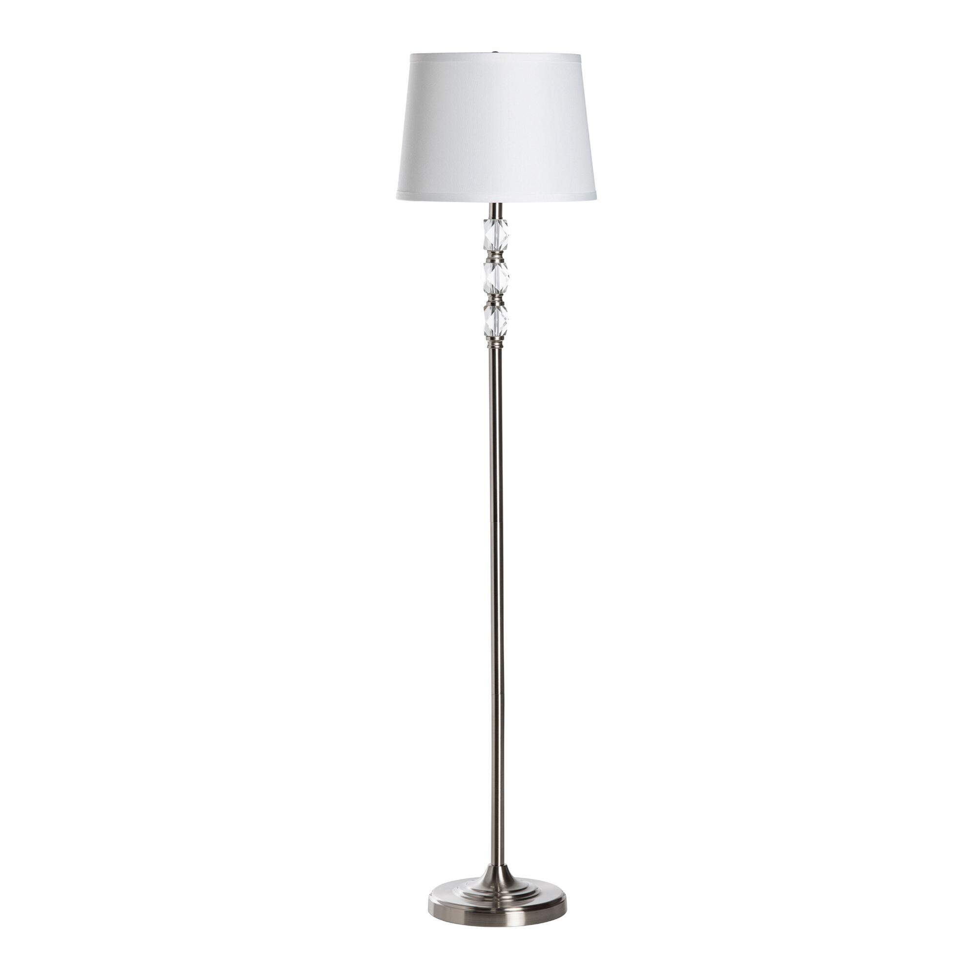 Brushed Nickel and Crystal Glass Stacked Seneca Floor Lamp: Silver by World Market