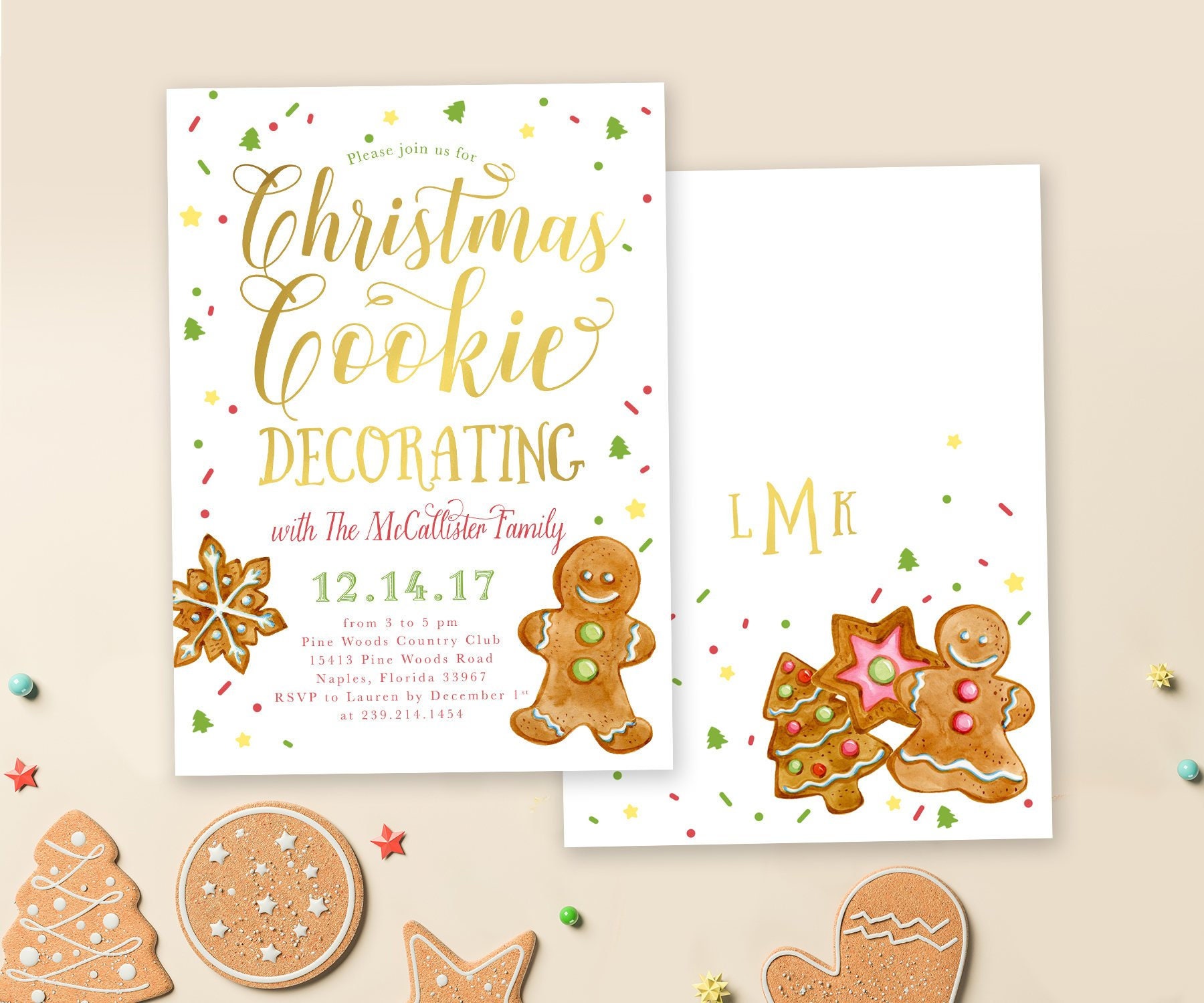 Christmas Cookie Party Invitation, Holiday Decorating Invite, Invite - 38