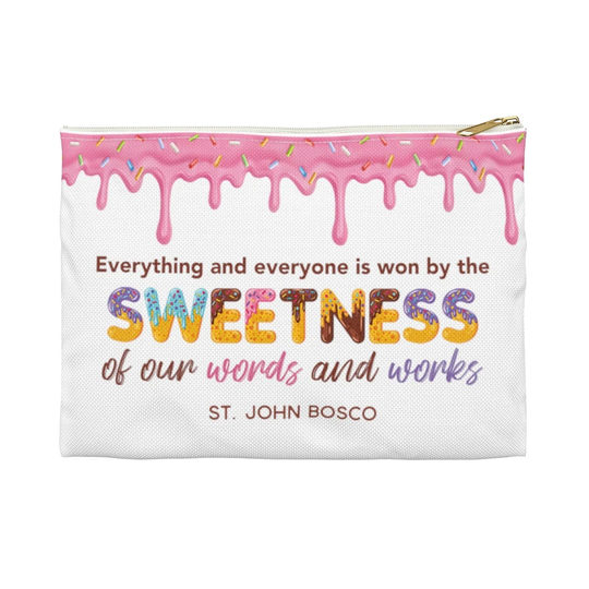 st. John Bosco Accessory Pouch | Sweetness Of Our Words & Works Patron Saint Confirmation Gift Gift For Catholics