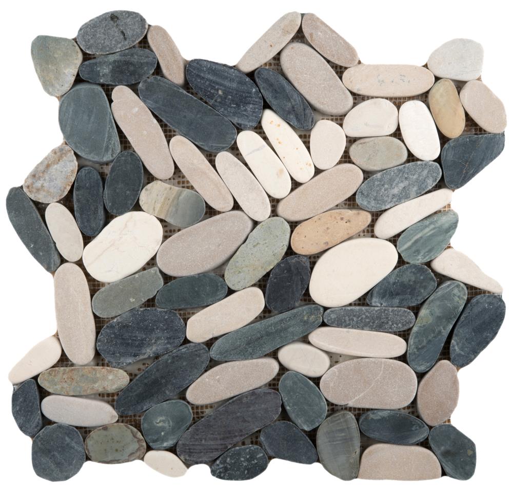 Emser Flat Venetian Pebble 11-Pack 4 Color Blend Natural Stone Border Tile (12-in x 12-in) | M18VENE4C1212MFP11