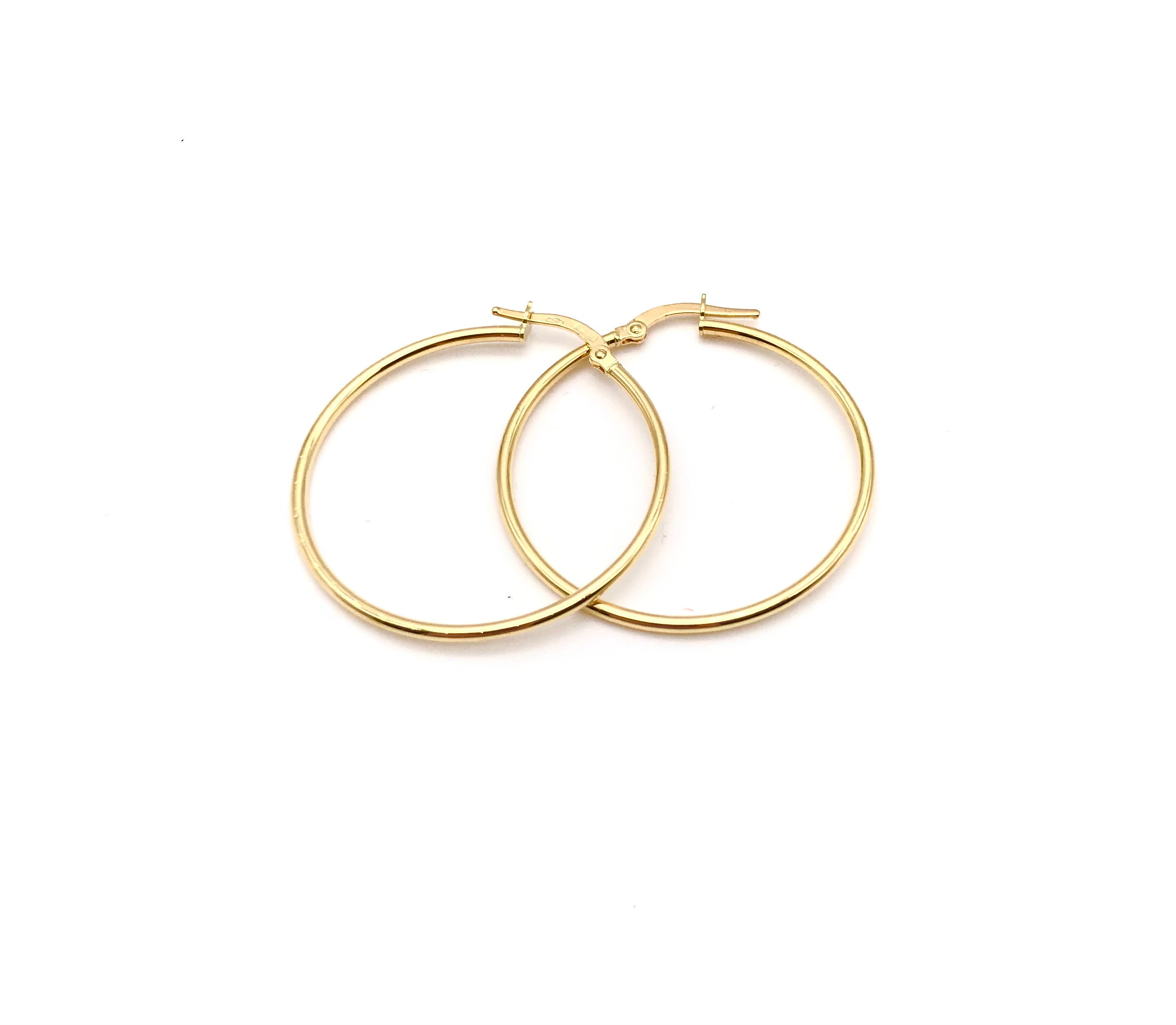 18K Yellow Gold Dainty Hoop Earrings Hoops Polished Minimalist Classic Thin Gift For Her Made in Italy