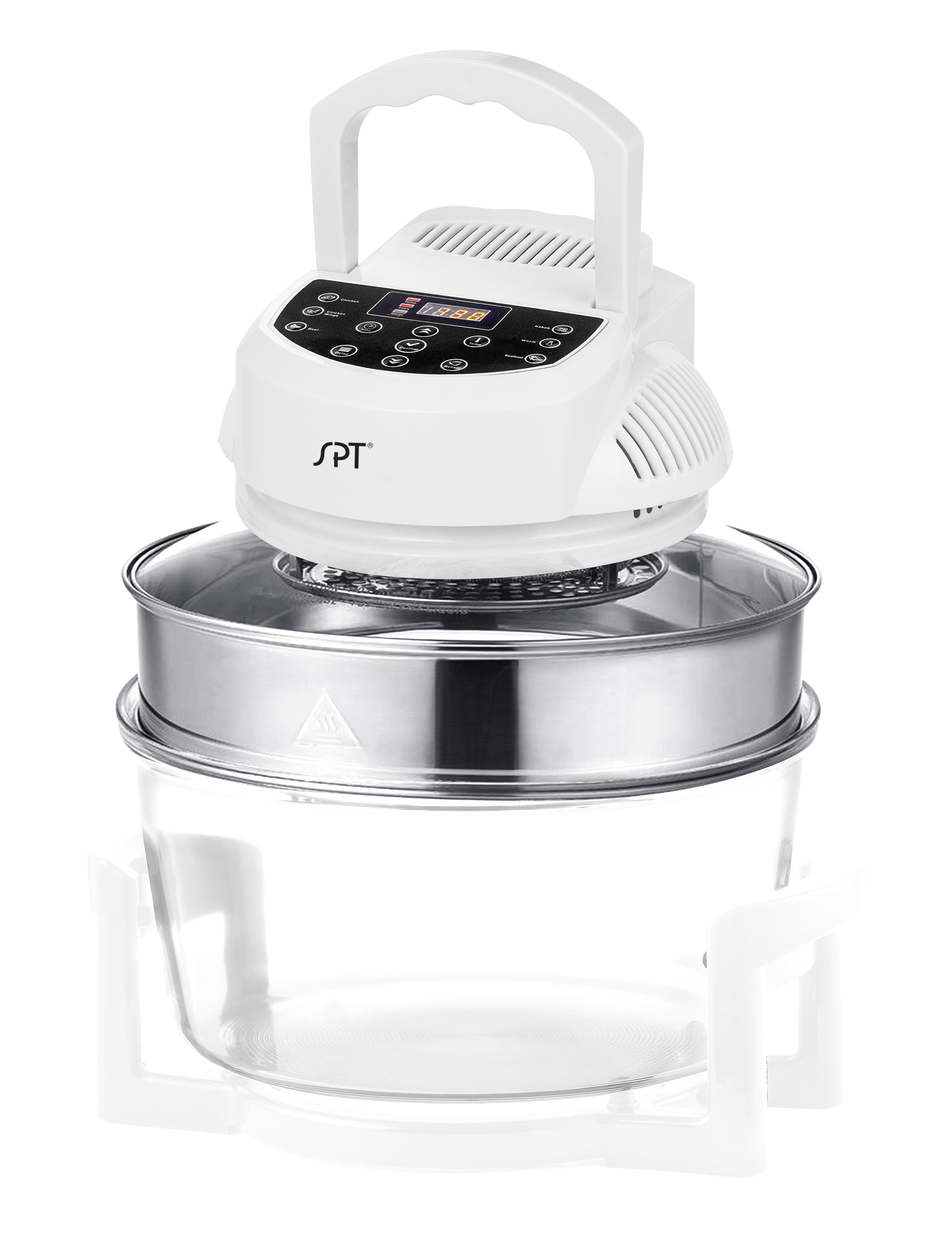 SPT 17-Quart White Programmable Round Porcelain Roaster Oven with Glass Lid | SO-2005A