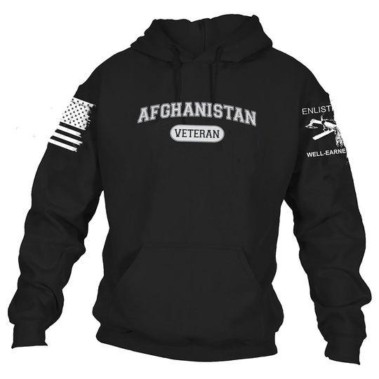 Afghanistan Veteran, Enlisted Ranks Graphic Hoodie, Oxford Grey