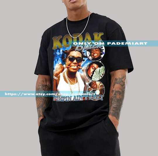 Kodak Black Vintage Inspired 90's Rap T-Shirt, Men's Unisex Adult Tee Shirt Pm65