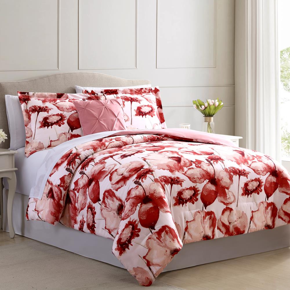 Amrapur Overseas Printed reversible comforter set Multi Multi Reversible Full Comforter (Blend with Polyester Fill) | 4BNB68RG-FLO-FL