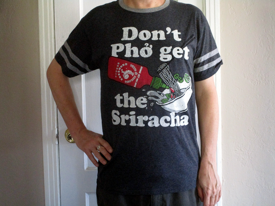 Vintage Don't Phở Get The Sriracha T-Shirt Med Grey Red Charcoal