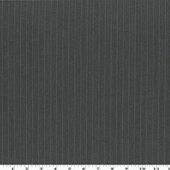 Black/Gray Wool Blend Pinstripe Gabardine Suiting, Fabric By The Yard