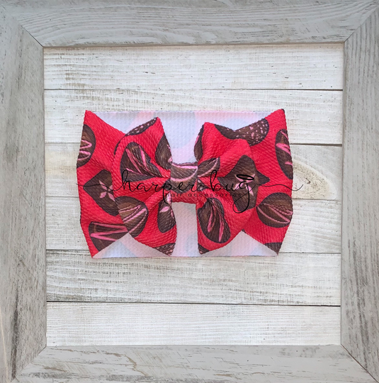 Candy/Chocolate/Hearts/Valentines Day/Love/Holiday/Skirted/Bummies/Liverpool/Textured/Baby/Headwraps/Large Bow/Headband