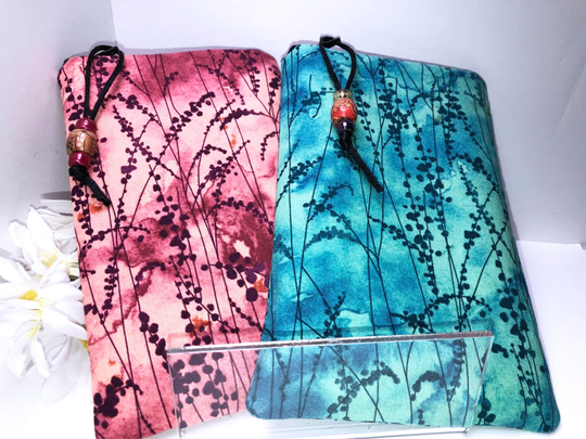 Exotic Grass Double Eyeglass Case, Zip Top Glasses Pouch, Sunglasses Case