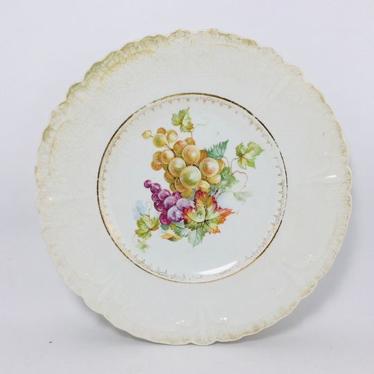 Antique Stinthal China Grape & Vine Porcelain Plate, Fruit Farmhouse Decor, Plate Wall, Decorative Wall Hanging Kitschy