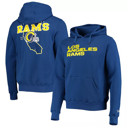 Men's New Era Royal Los Angeles Rams Local Pack Pullover Hoodie, Size: Large, Blue