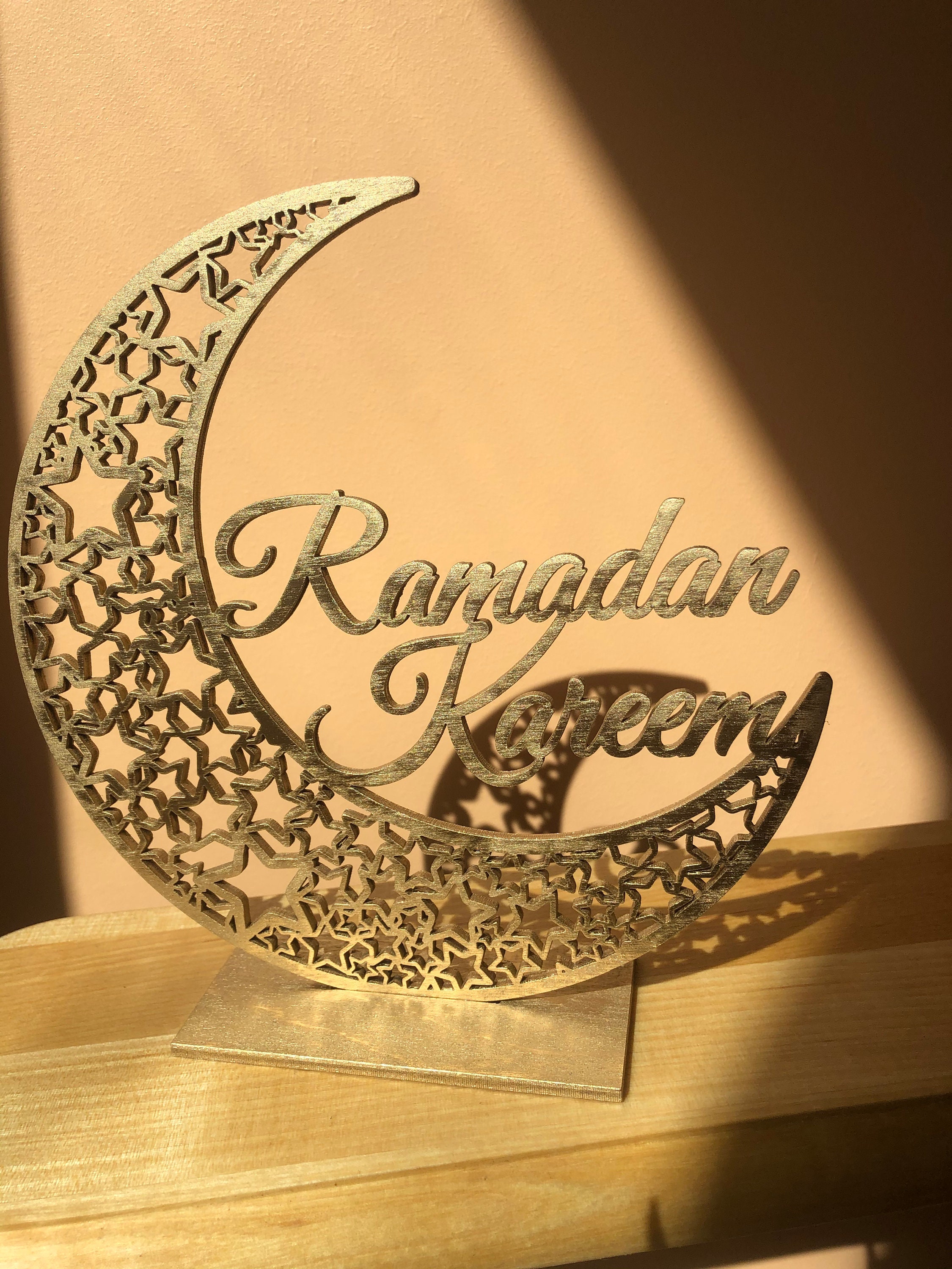 Ramadan Mubarak Kareem Sign, Sign, Wall Eid Mubarak, Islamic Wood Sign Wooden Signs
