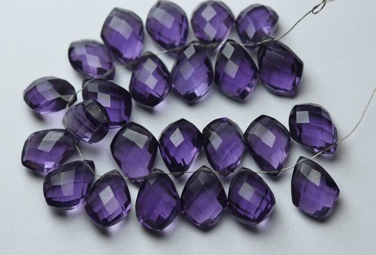 5 Matched Pair, Purple Quartz Kite Shape Faceted Briolettes, Size 10x14mm