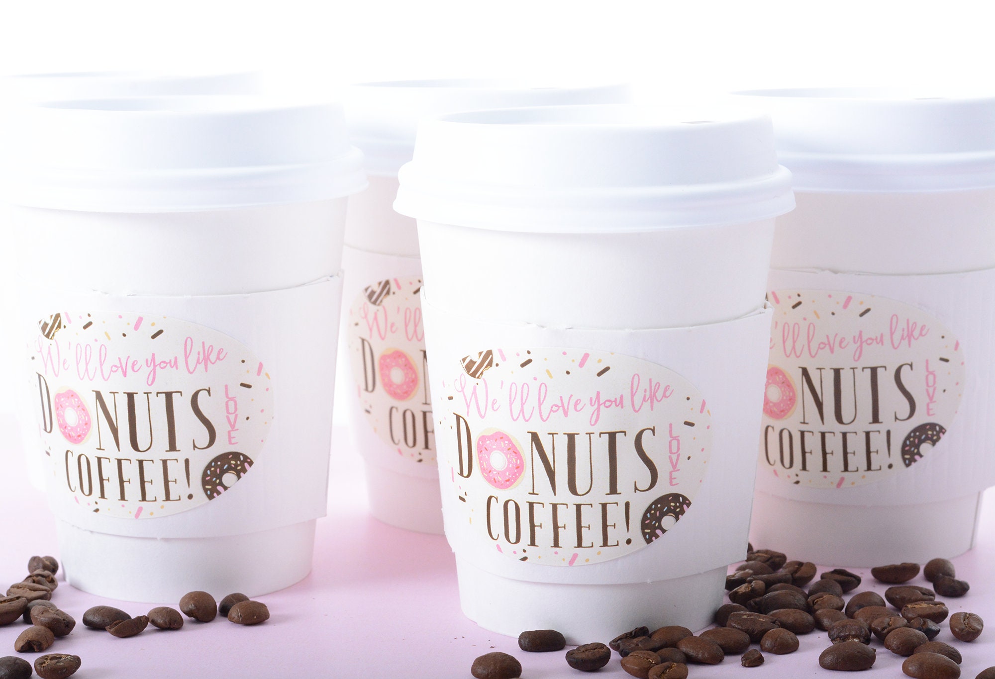 Baby Shower Cups - Donut Coffee Beverage Hot Cocoa Cup Sets Gender Reveal & Labels #bscf-58