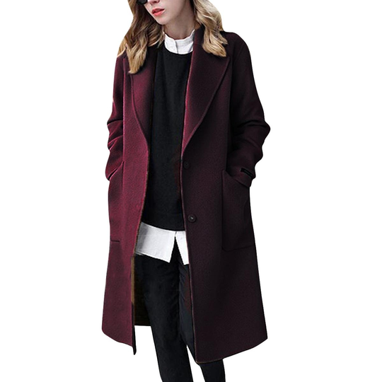 Women's Buttoned Cotton Blend Classic Coat Trench Jacket - Red, S