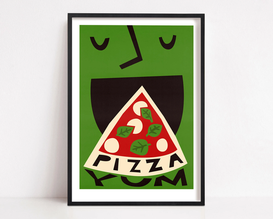 Pizza Print, Fast Food Art, Kitchen Mid Century Decor, Dining Room, Foodie Gift, Lover, Margherita Pizza, Eat Sign, Italian