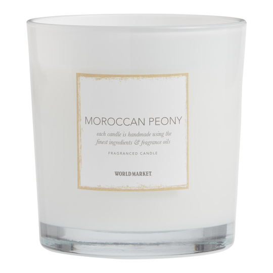 Moroccan Peony 3 Wick Scented Candle: White - Scented Wax by World Market