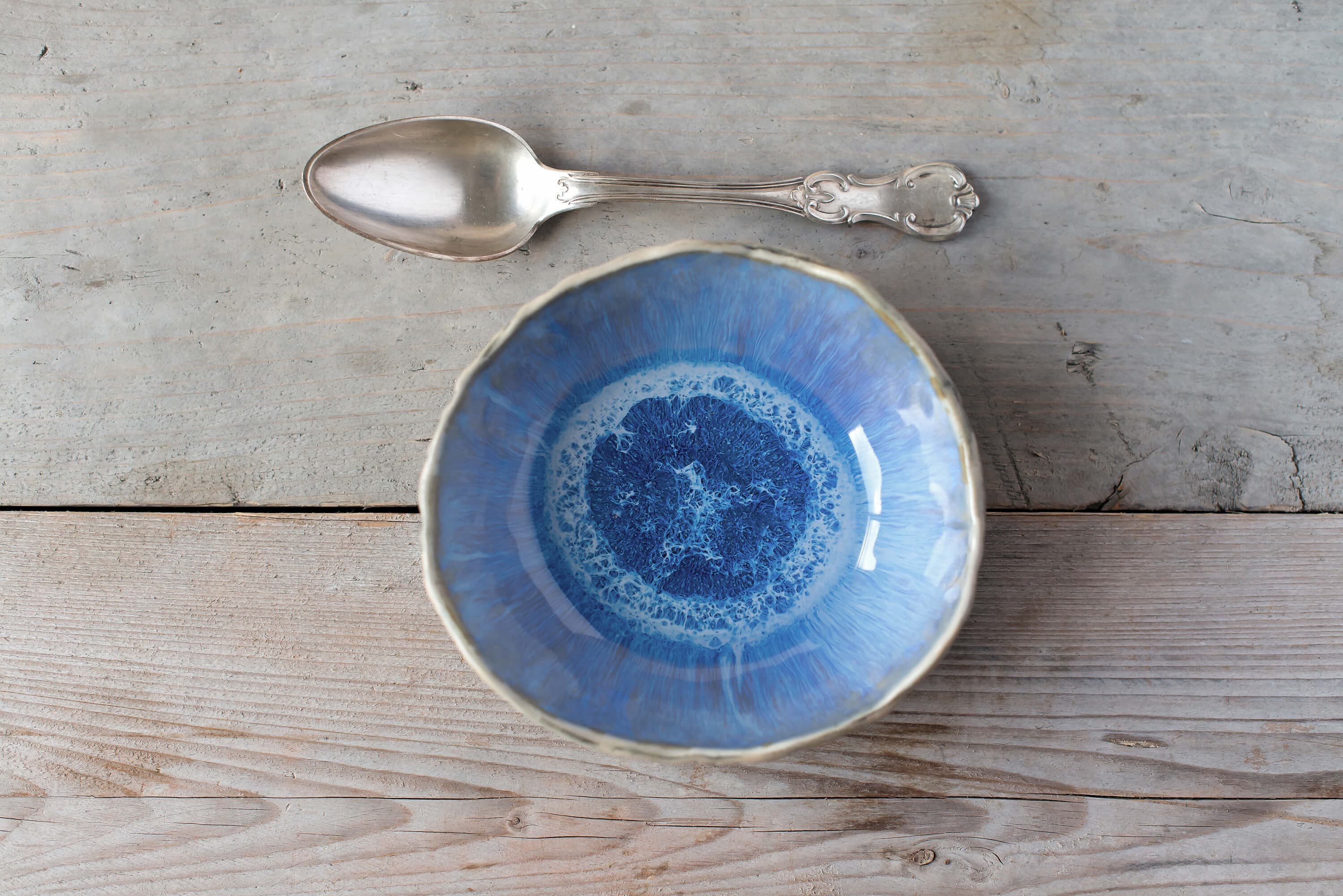 Ceramic Soup Bowl Waterfall Handmade Pottery Ramen Rustic Dinnerware Organic Tableware"