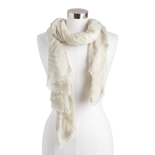 Gray And Ivory Abstract Jacquard Scarf by World Market