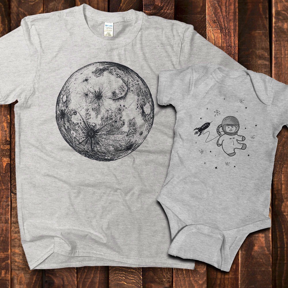 Astronaut & Moon Shirt, Dad Baby Matching Shirts, Father Daughter, Son, Space Gifts For Dad, Gift Husband
