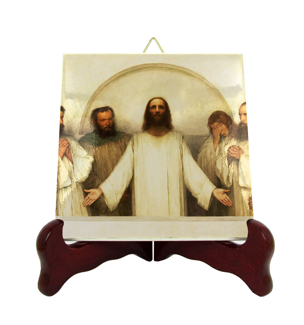 The High Priestly Prayer - Christian Icon On Tile Handmade in Italy Jesus Art Gifts Sacred Eugne Burnand