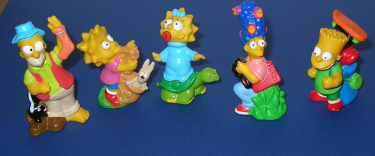 Vintage Burger King Set Of 5 1990 Simpsons Kid's Club Premiums Toys