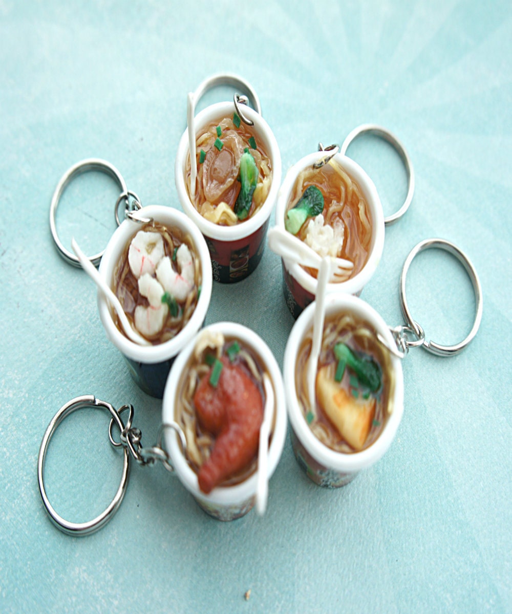 Instant Noodles Keychain - Miniature Food, Food Charm, Ramen Key Chain