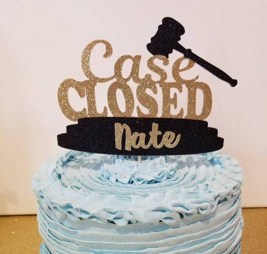 You Choose Colors Personalized Case Closed Cake Or Centerpiece Topper Lawyer Law School Graduation Cake Table Decor Judge