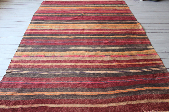 Turkish Striped Kilim, Ethnic Handwoven Wool Kilim, Bohemian Rug 6'2"x8'4" Feet Free Shipping