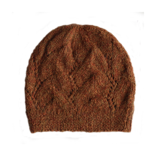 Beanie Alpaca Blend Cable Pattern Hand Knitted Hat, Tan