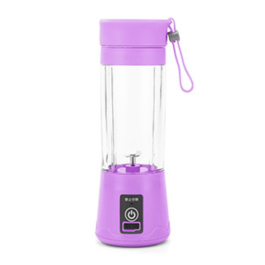 380ml Portable Mini Electric Household Fruit Juicer Blender Squeezer Bottle - purple, 2 blades