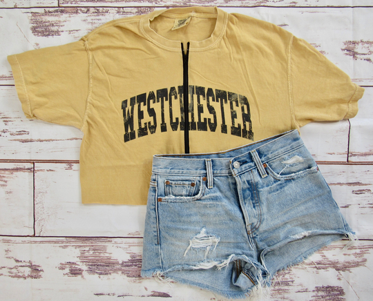 Vintage West Chester University Zip Up Crop Tee | M