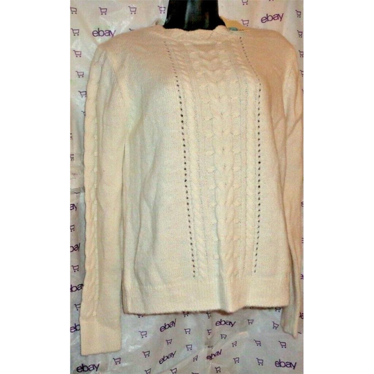 New Girl's 13-14 yr BODEN Ivory Cable Knit Wool Blend Pullover SWEATER tag