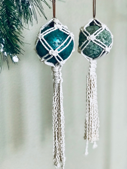Macrame Ornament | Handmade Teal Green Blue Boho Christmas Holiday