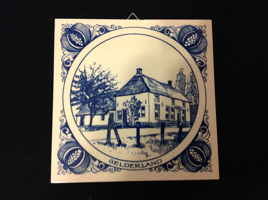 Vintage Delft Blue 6" Decorative Tile "Gelderland" Wall Hanging Art