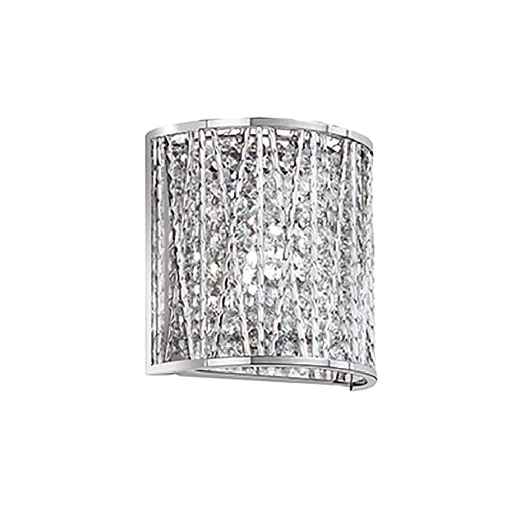 Lucid Lighting 7.48 in 6-Light Indoor Wall Sconce, Half Dome, Contemporary Blend of Modern Style with Metal, Glass and Crystal, Polished Chrome Finish