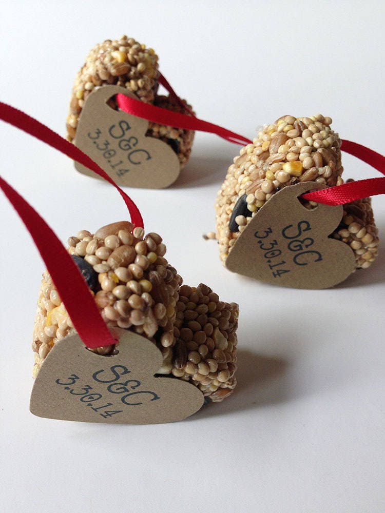 30 Bird Seed Heart Shaped Favors Mini - Wedding & Events