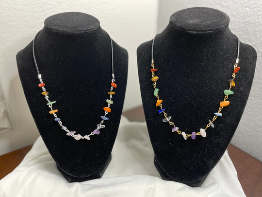 Chip Gemstones Colorful Necklace. Chakra Healing Crystals Gemstone Necklace